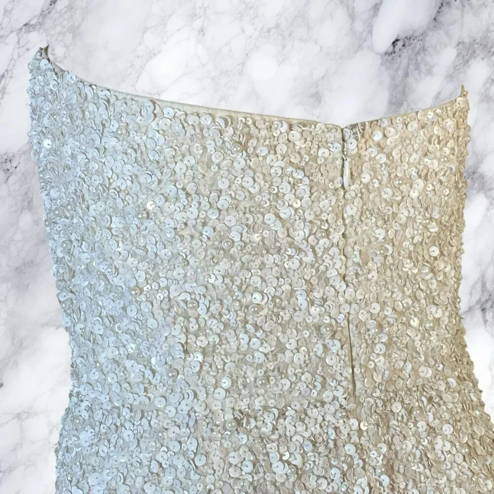 Parker Embellished Sequin Mini Dress in Ivory